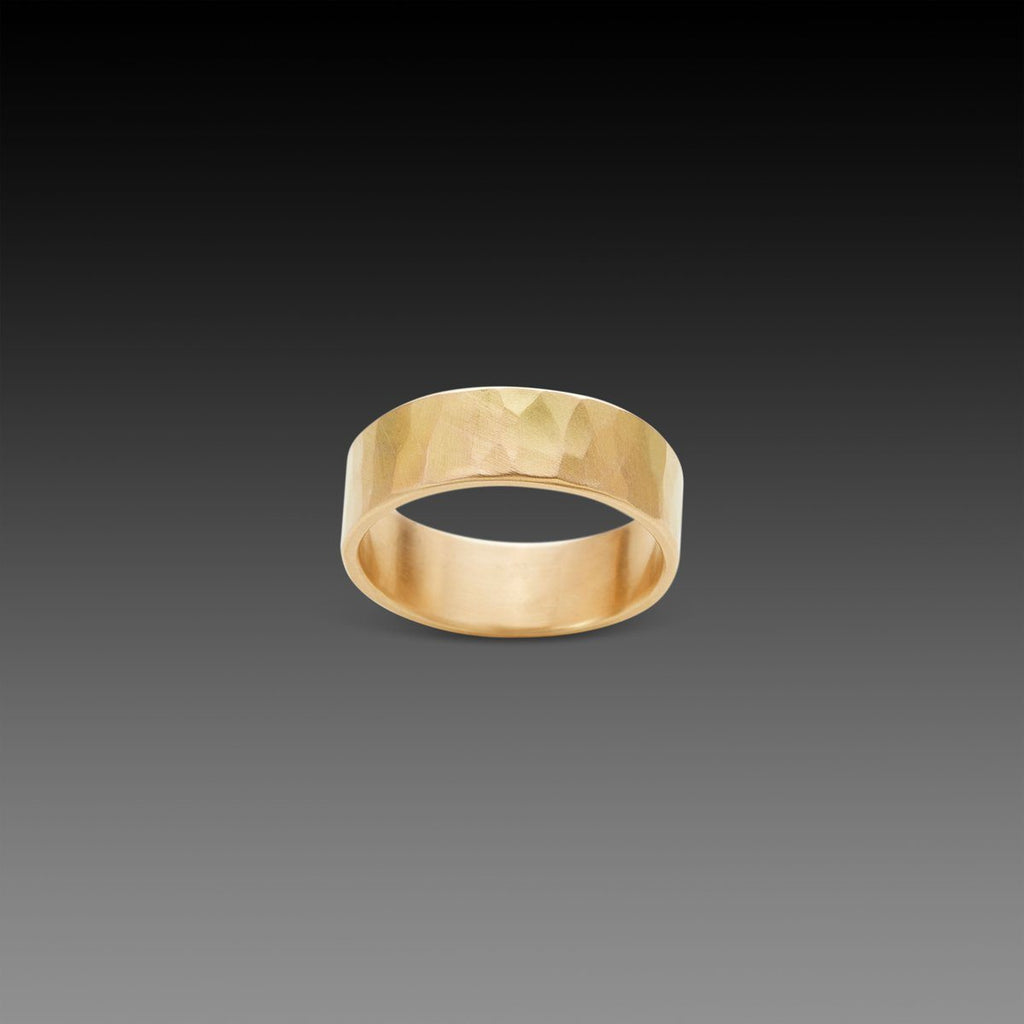 7mm Hammered Gold Band