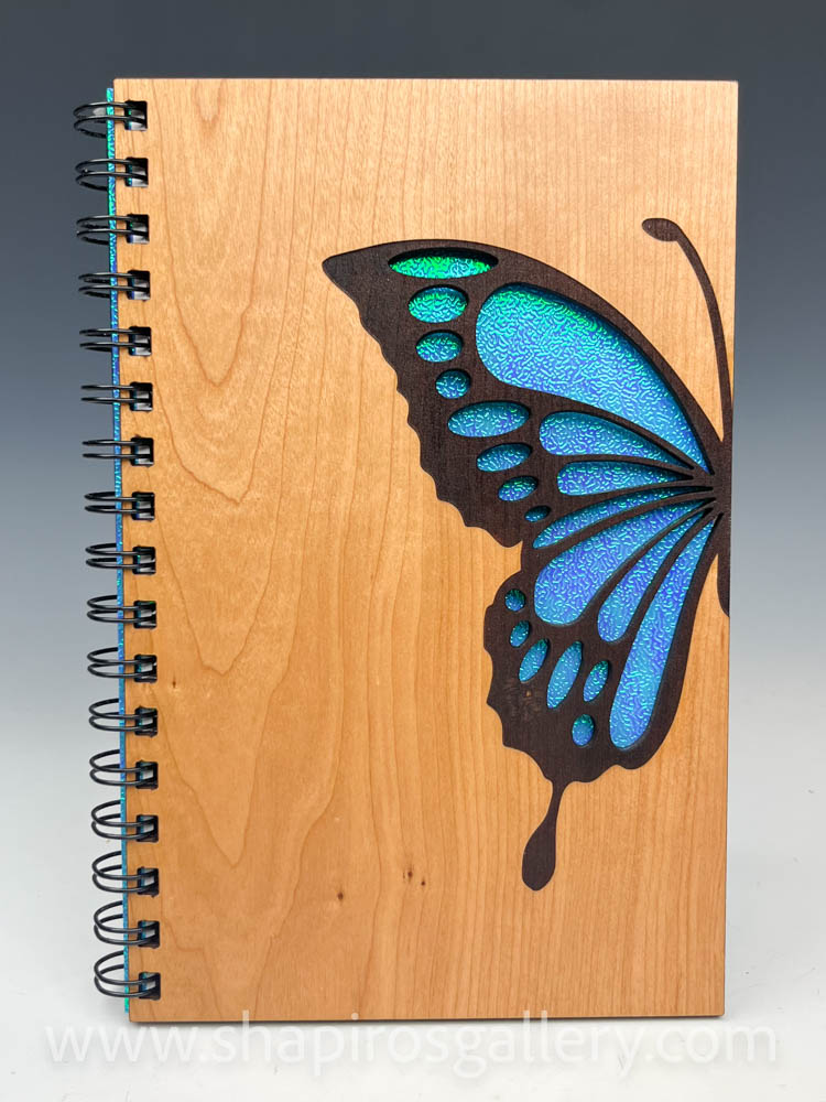 Holographic Butterfly Wood Journal