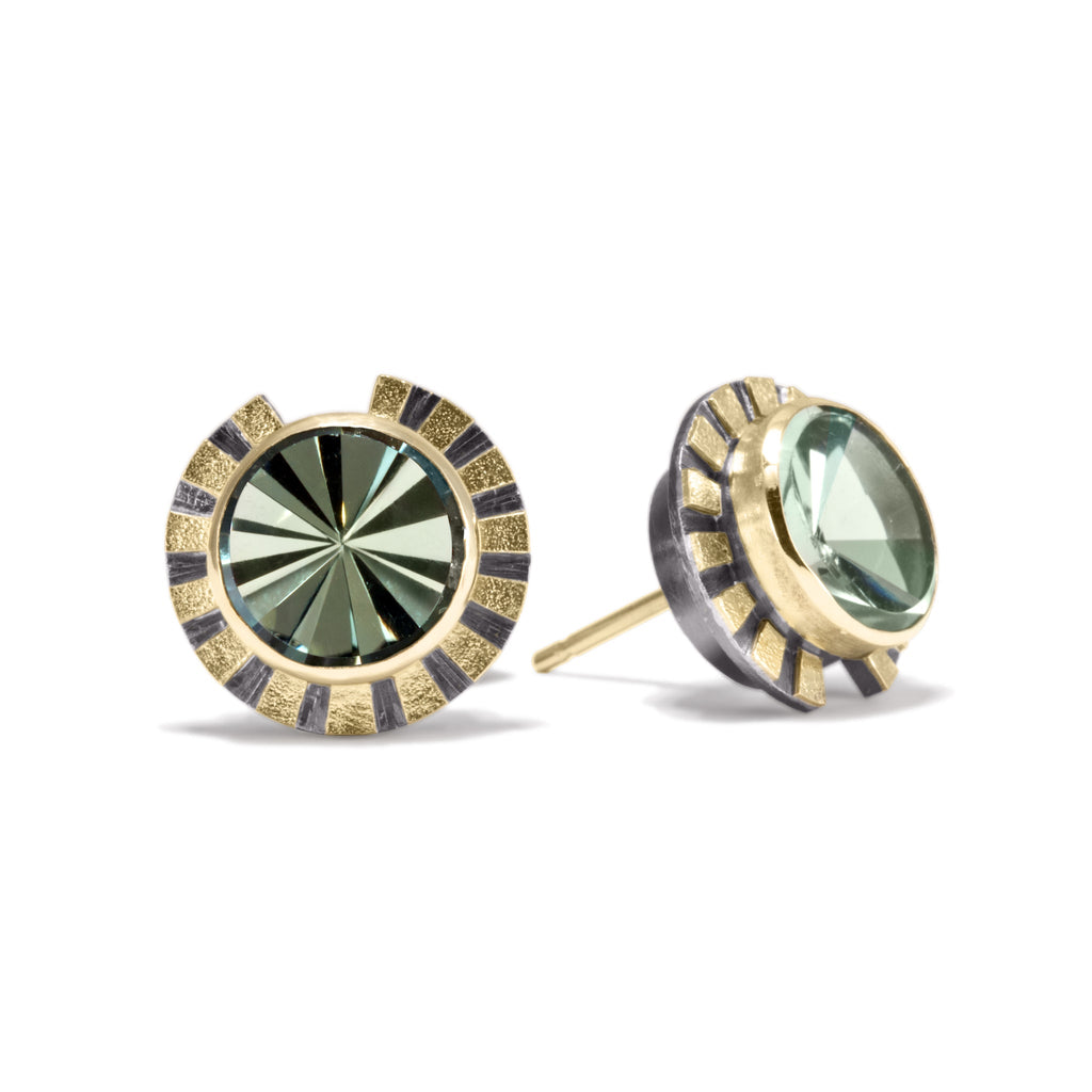 Green Amethyst Stripe Earrings