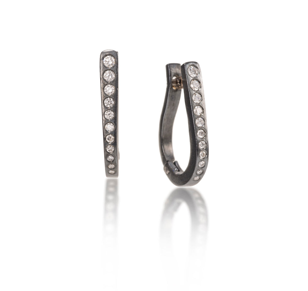 Oxidized Horseshoe Huggie Earrings