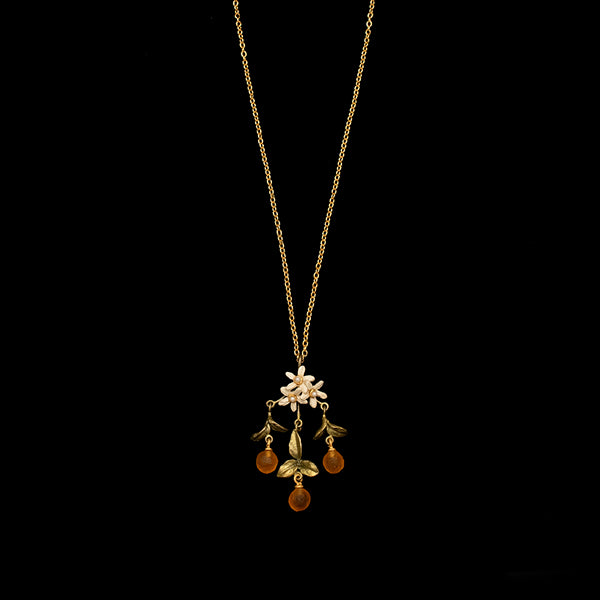 Dainty Orange Blossom Pendant Necklace