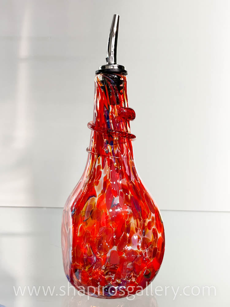 Blown Glass Oil Bottle - Red