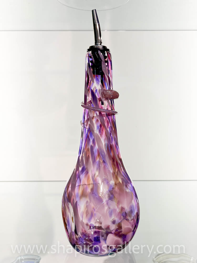Large Blown Glass Oil Bottle - Purple