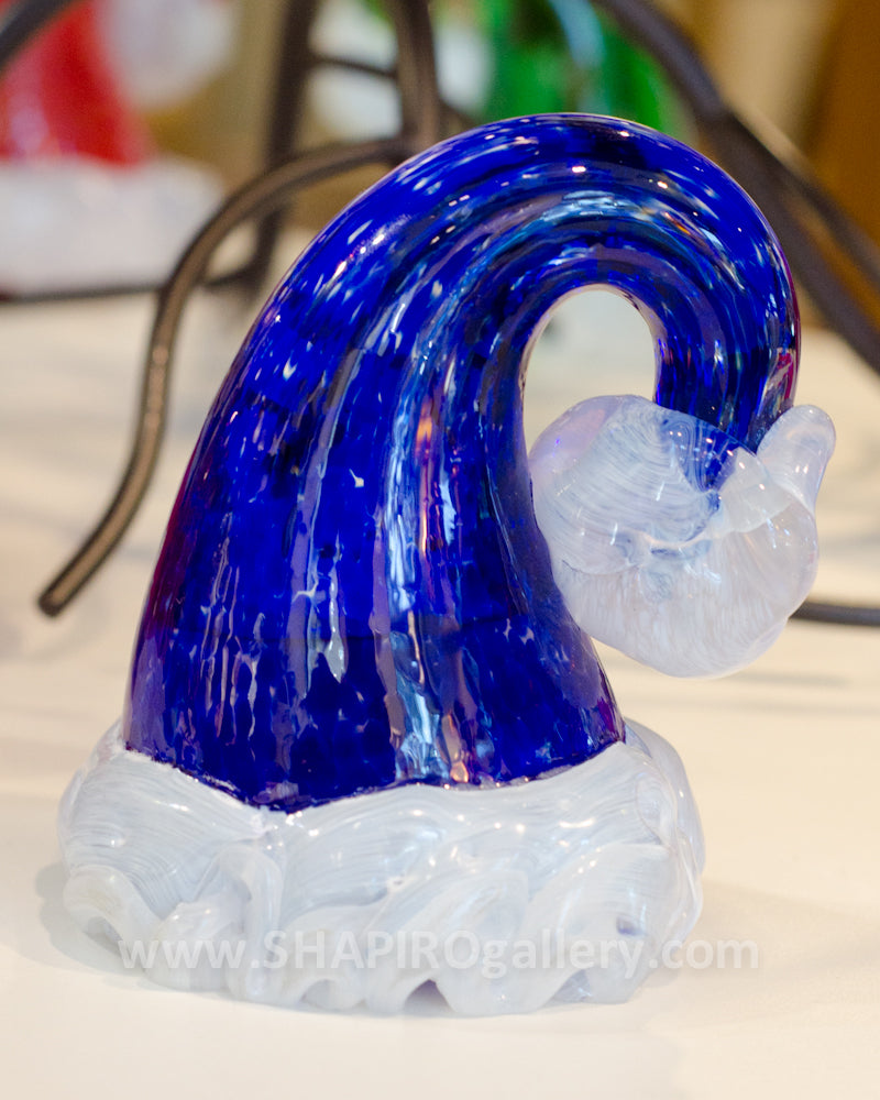 Blue Blown Glass Santa Hat