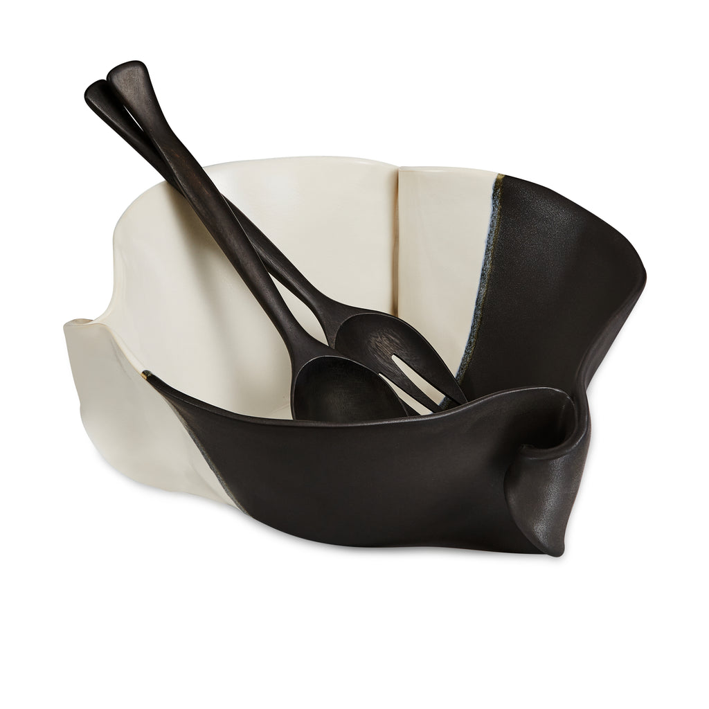 Large Curly Bowl - Black and White