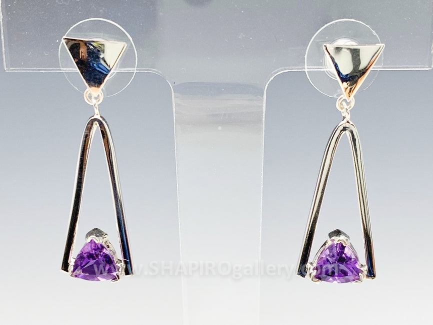 Amethyst Triangle Post Earrings