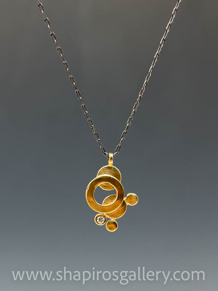 14K Gold Bubbles Pendant with Diamonds