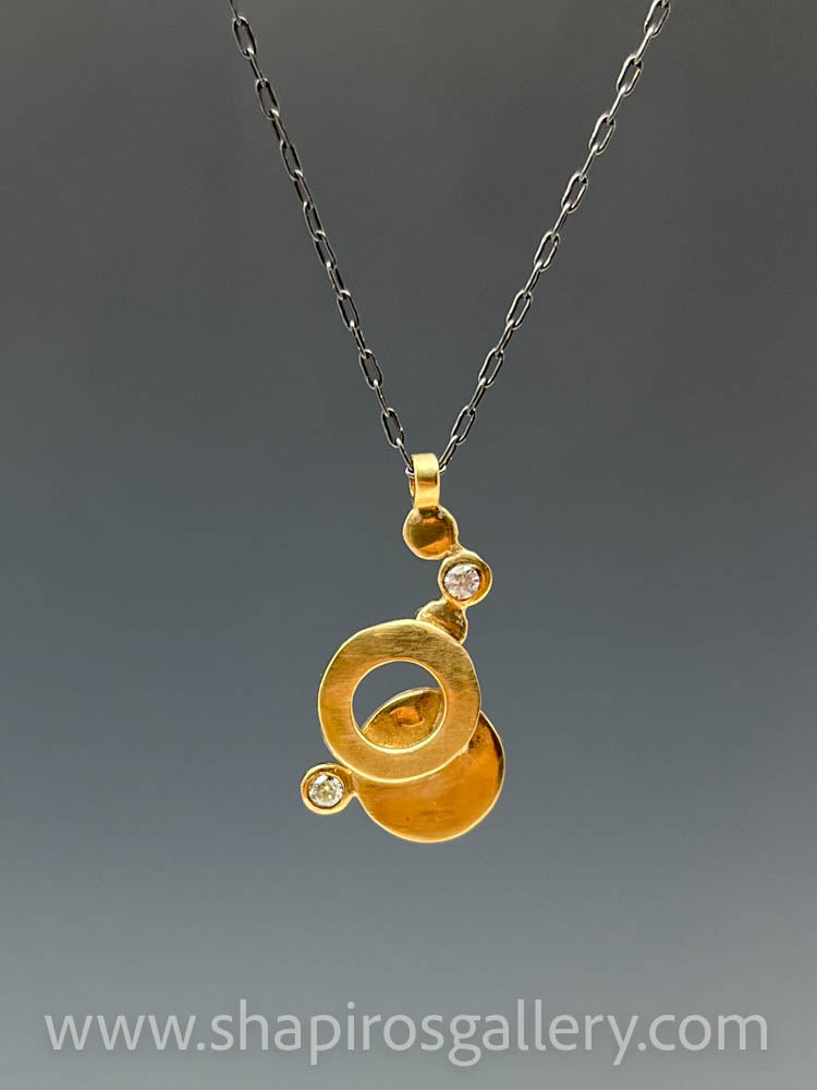 14K Gold Bubbles Stretch Pendant with Diamonds