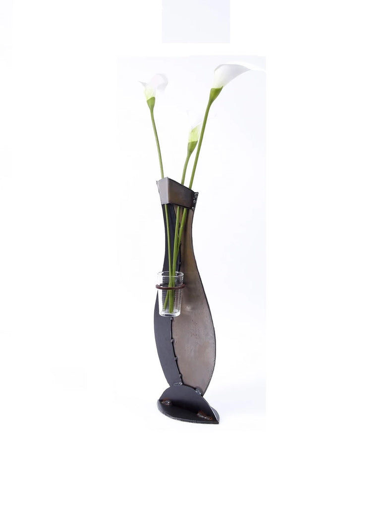 Metal Flower Vase - grey