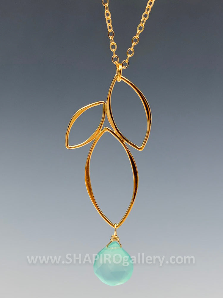 Ella Gold Small Fuchsia Necklace with Chalcedony