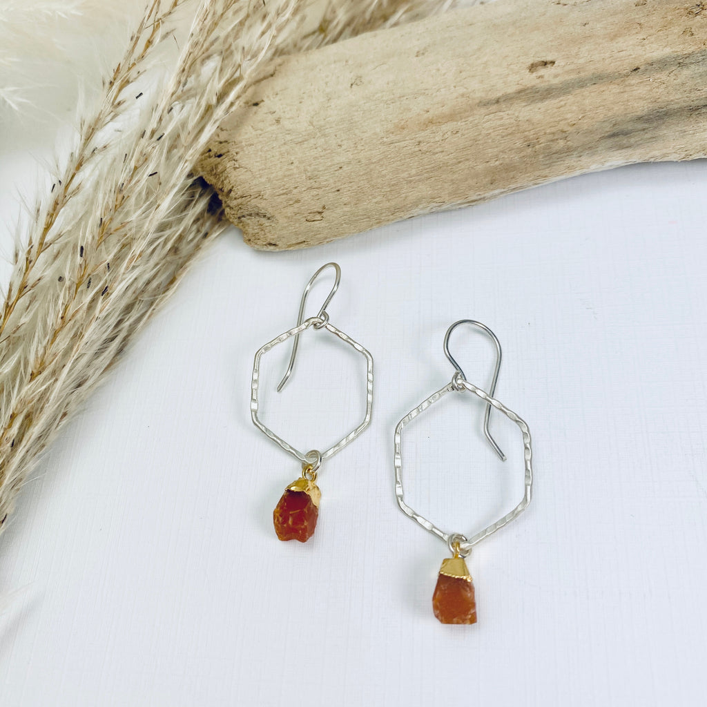 Carnelian Honeycomb Earrings