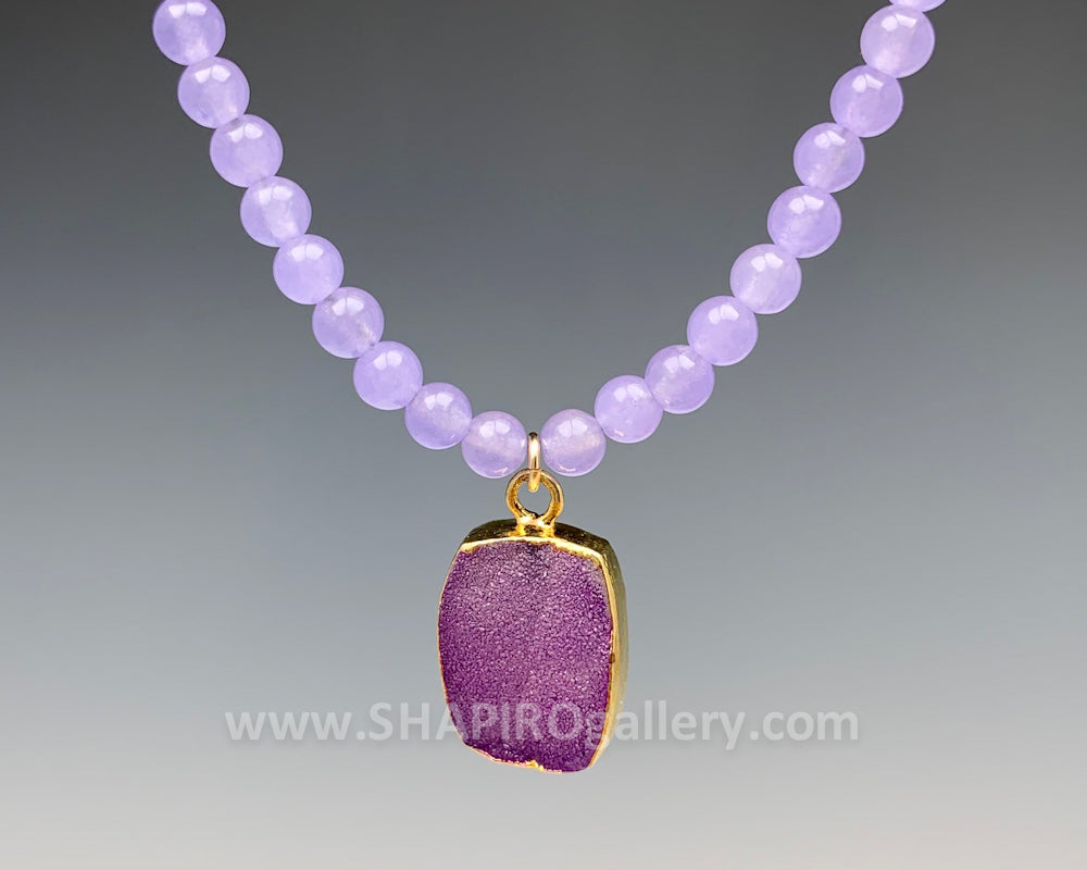 Purple druzy necklace hotsell