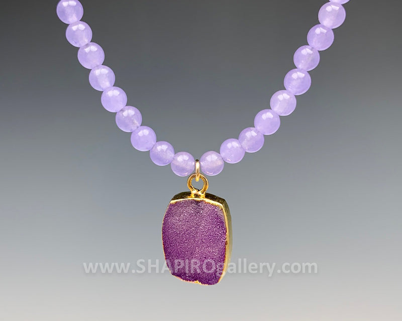 Lavender Jade with Purple Druzy Necklace SHAPIRO S Gallery