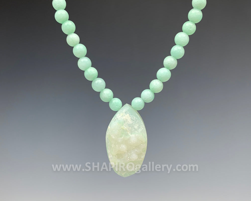 Aqua Jade with Aqua Druzy Necklace