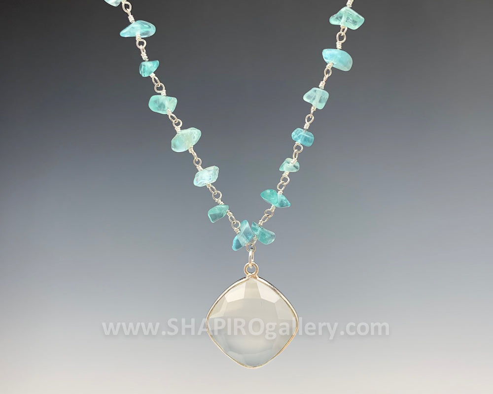 Apatite and White Chalcedony Necklace