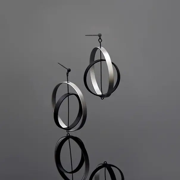 Axle Earrings - Black and Silver