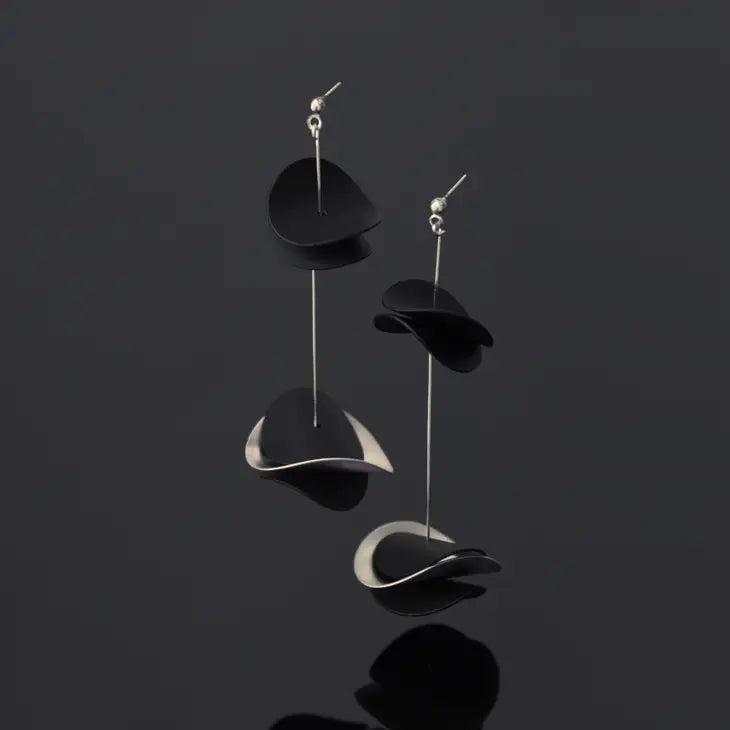 Ottilie Earrings - Black and Silver