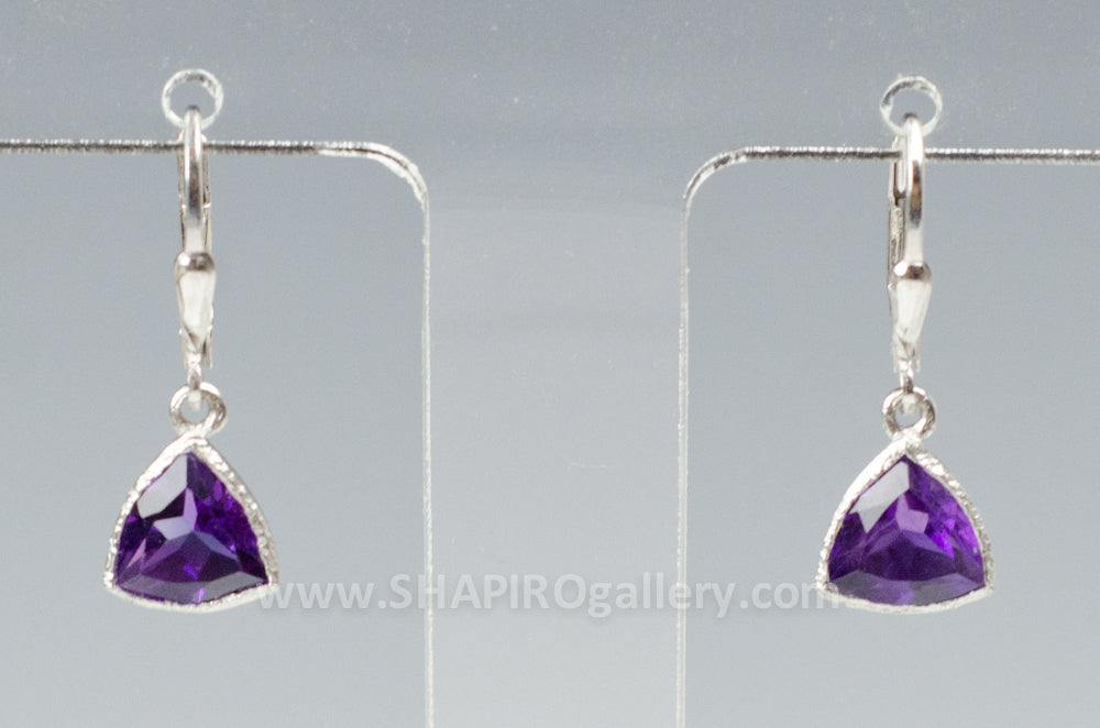 Amethyst Trillion Earrings