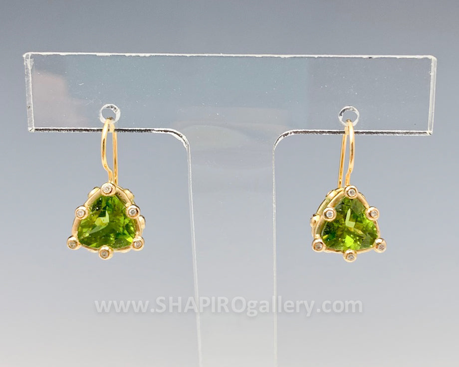 Peridot and Diamond Trillium Earrings
