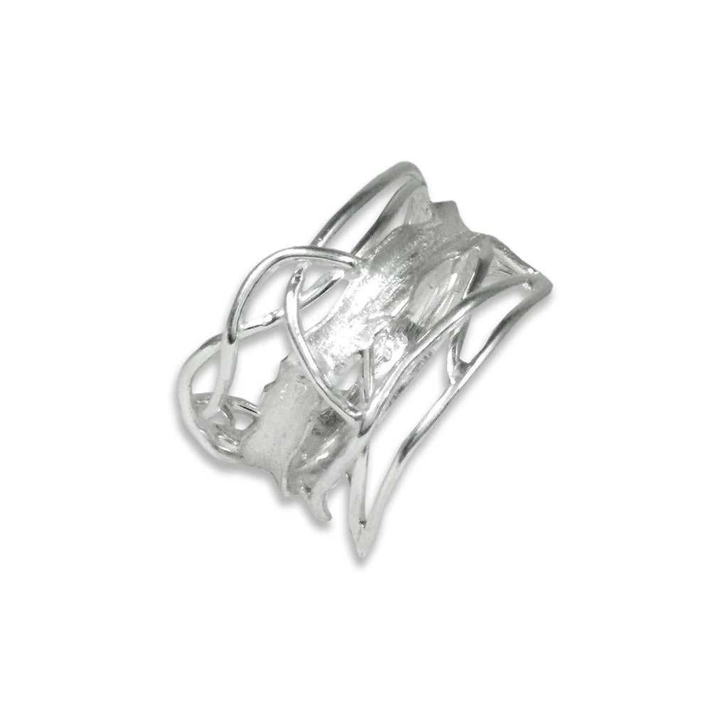 White Rhodium Edge Ring - Size 7