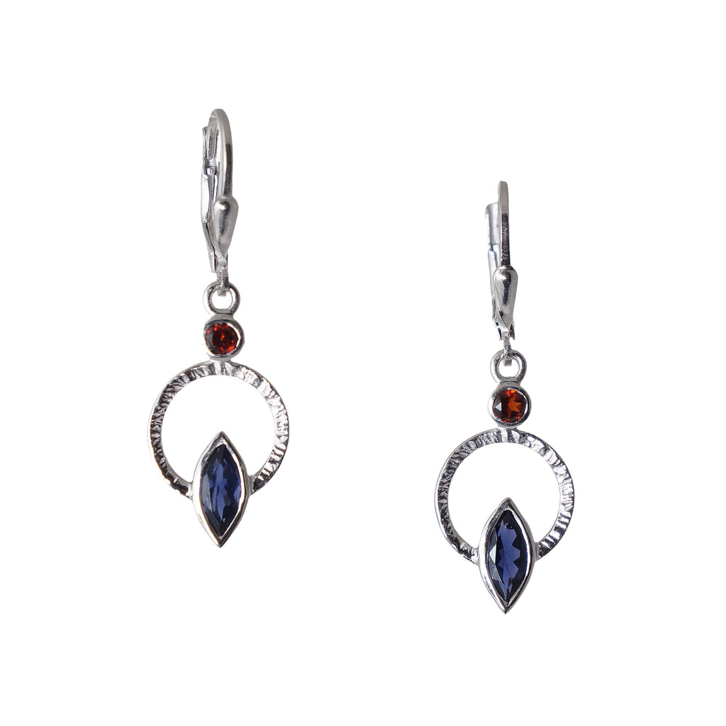 Iolite and Garnet Earrings