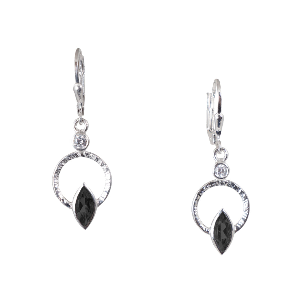 The Q Earring - White Topaz and Spinel