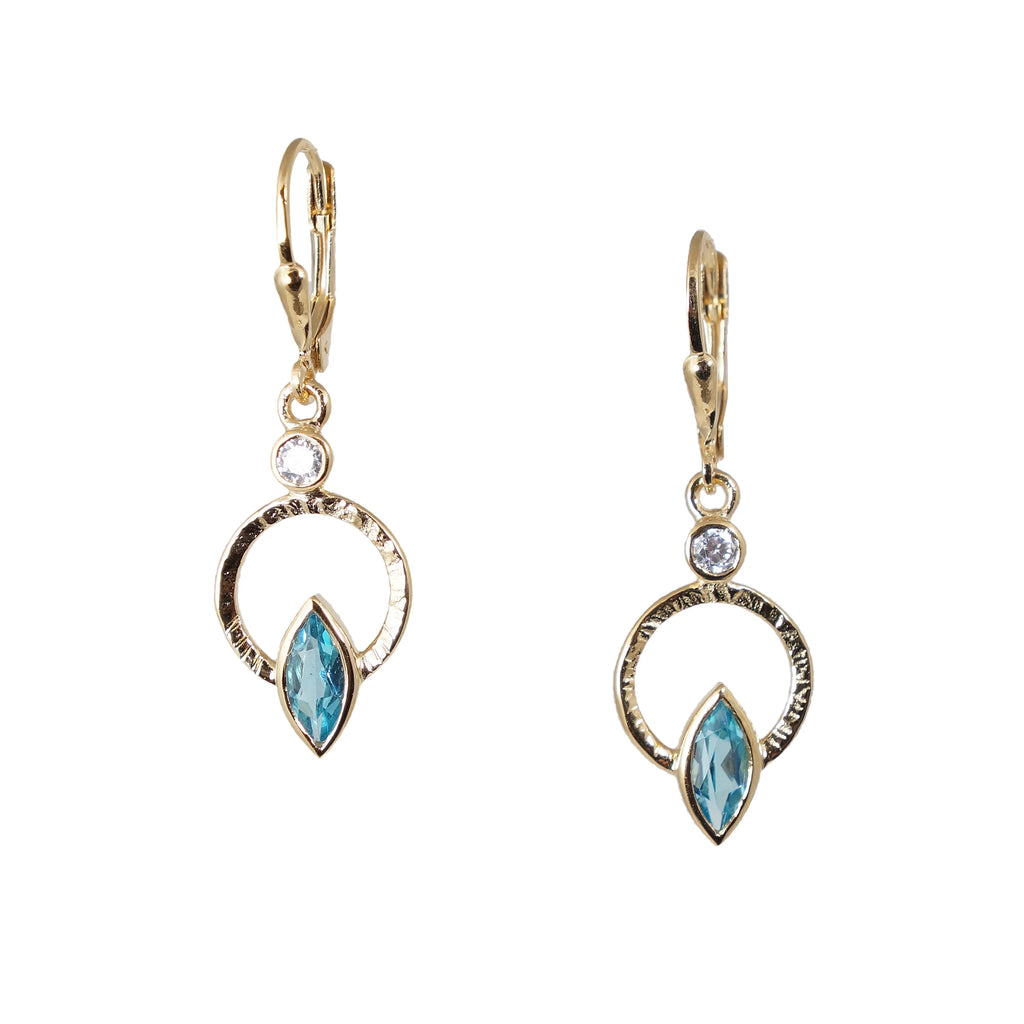 The Q Earring - Blue Topaz with White Topaz