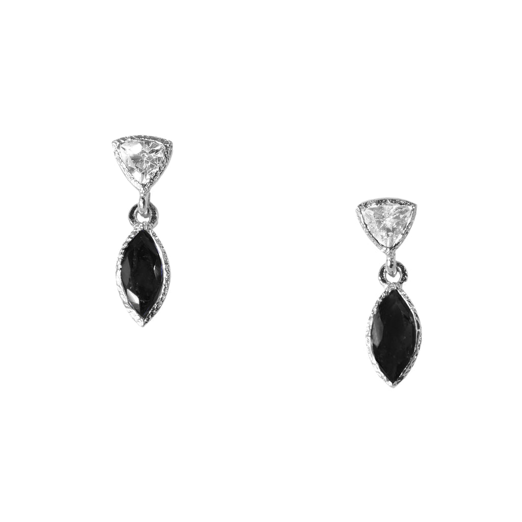 Spinel with White Topaz Tiny Petal Earrings