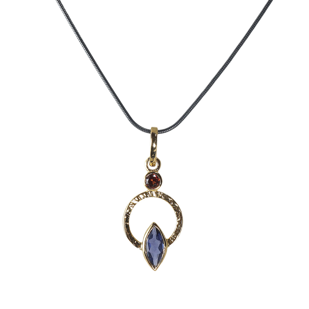 Q Necklace - Iolite and Garnet