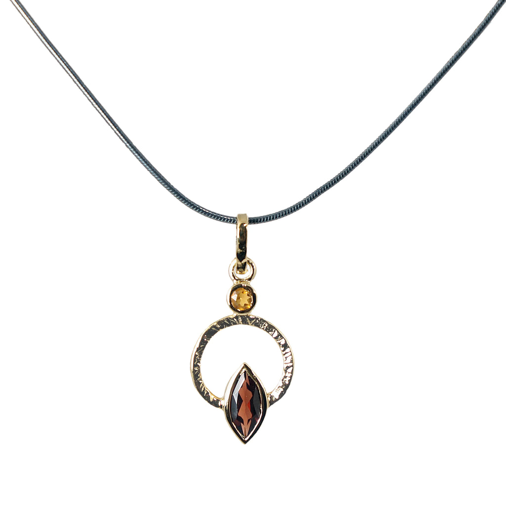 Q Necklace - Garnet with Orange Sapphire