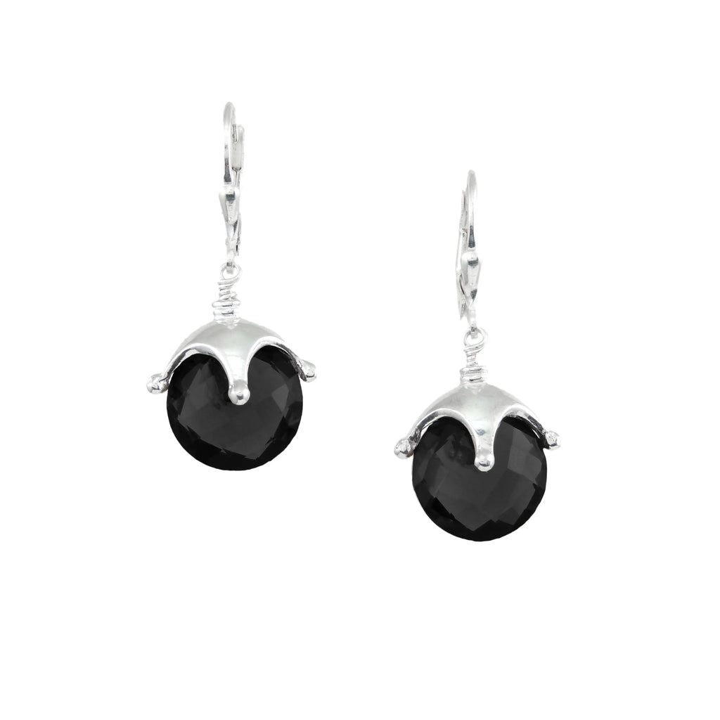 Black Onyx Jester Cap Earrings