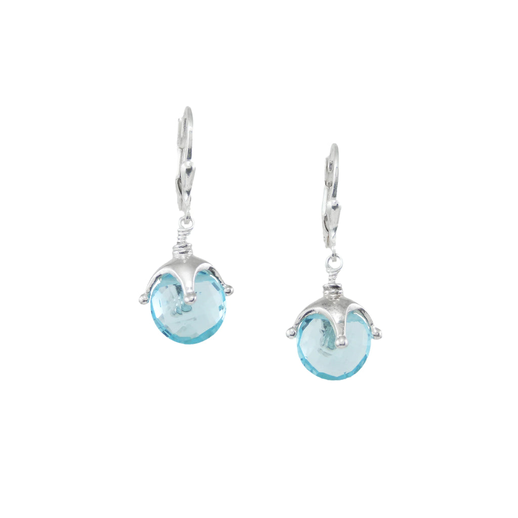 Jester Cap Earrings - Small Blue Topaz