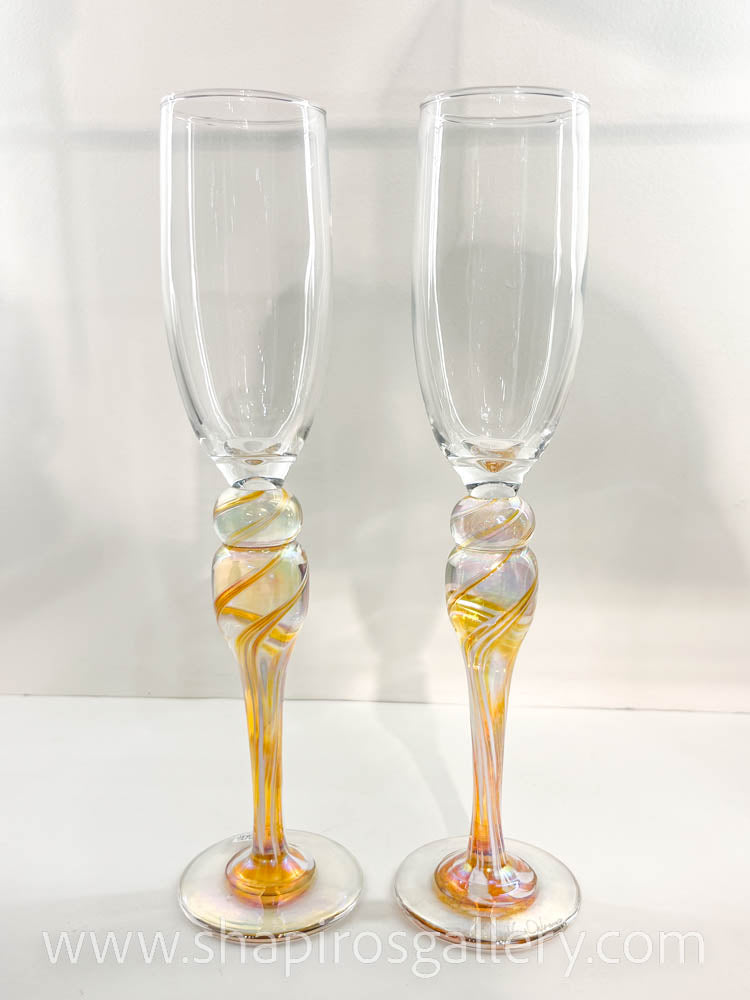 Blown Glass Champagne Flutes