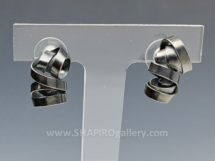 Oxidized Sterling Silver Ribbon Post Earrings