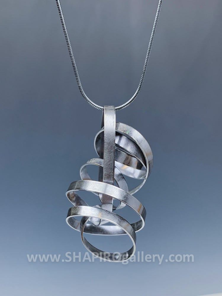 Oxidized Sterling Siler Ribbon Necklace