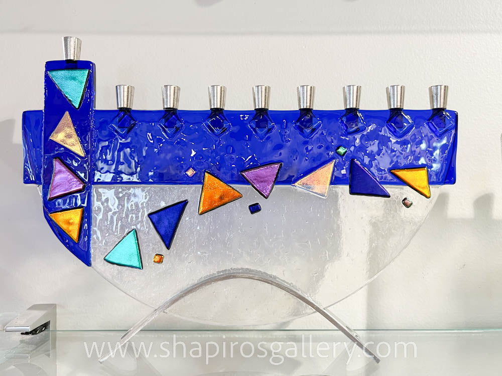 Mosaic Blue Menorah