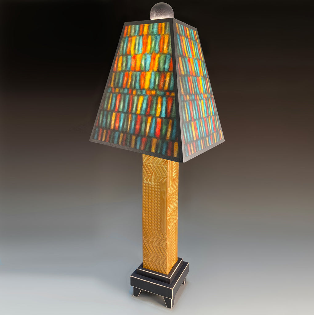 Vertical Stripes - Brown Base Table Lamp