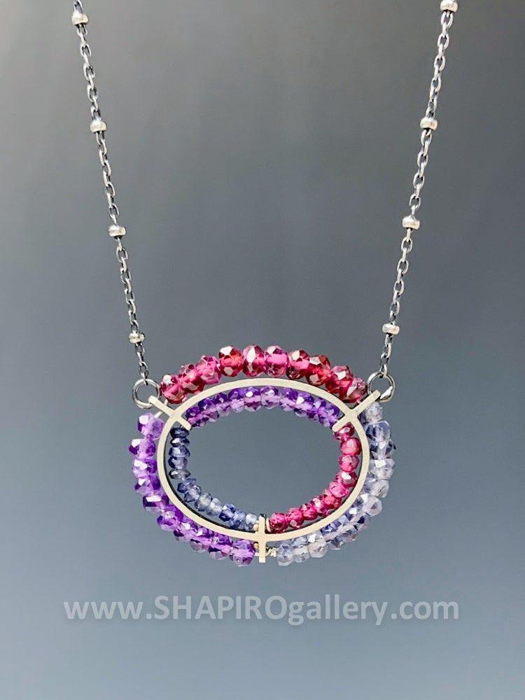 Gemstone Double Circle Necklace