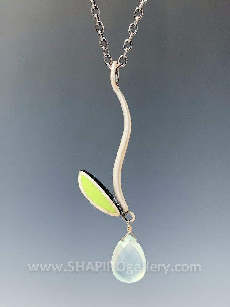 Blue Stem Pendant Necklace