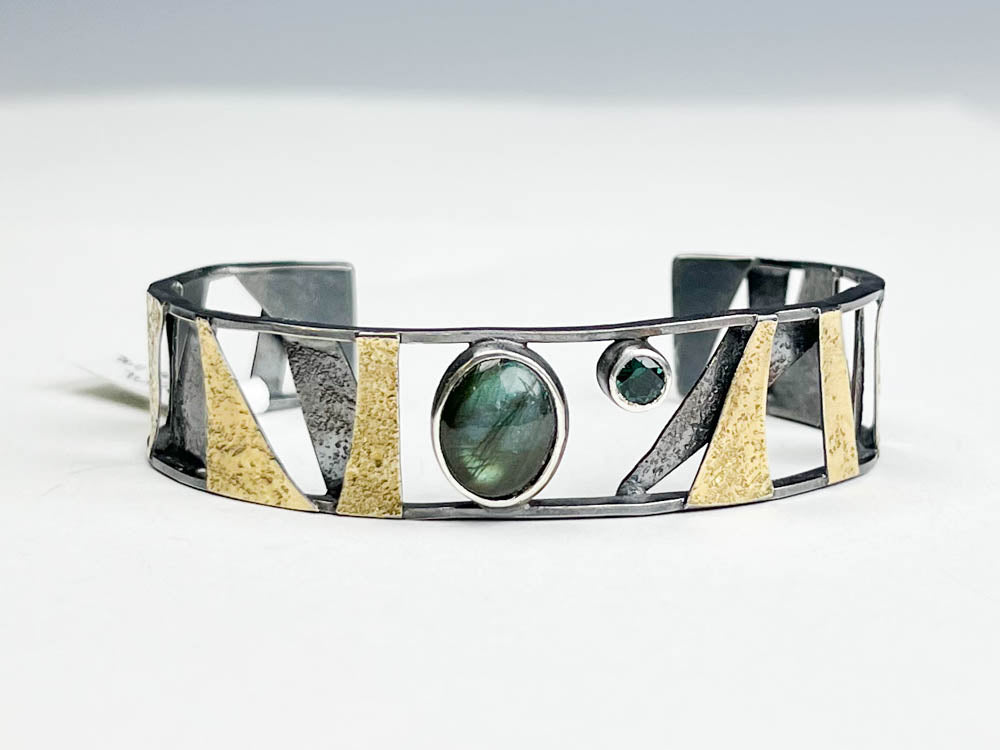 Tourmaline and Labradorite Cuff Bracelet
