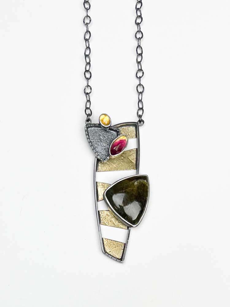 Labradorite, Tourmaline and Citrine Necklace