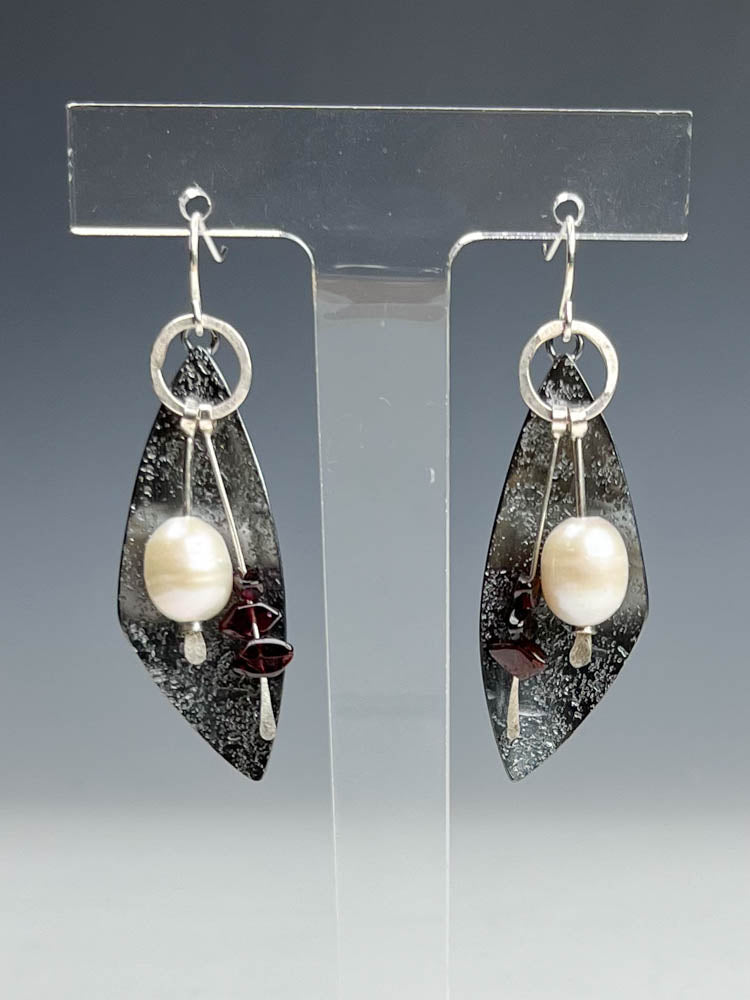 Garnet and Pearl Earrings