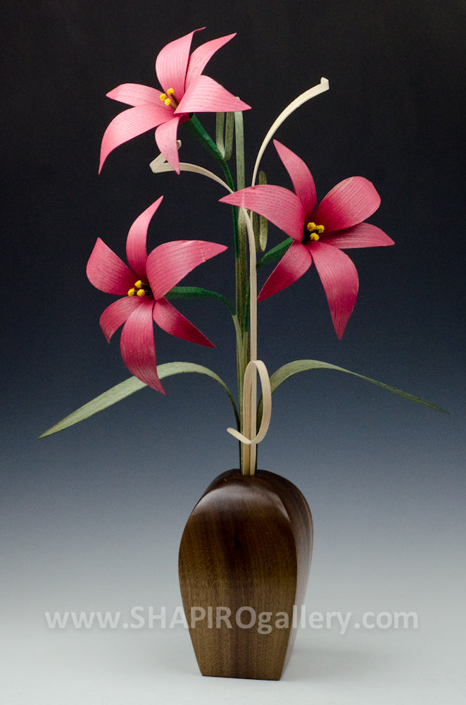 Wooden Mauve Lily Expression Bouquet Vase
